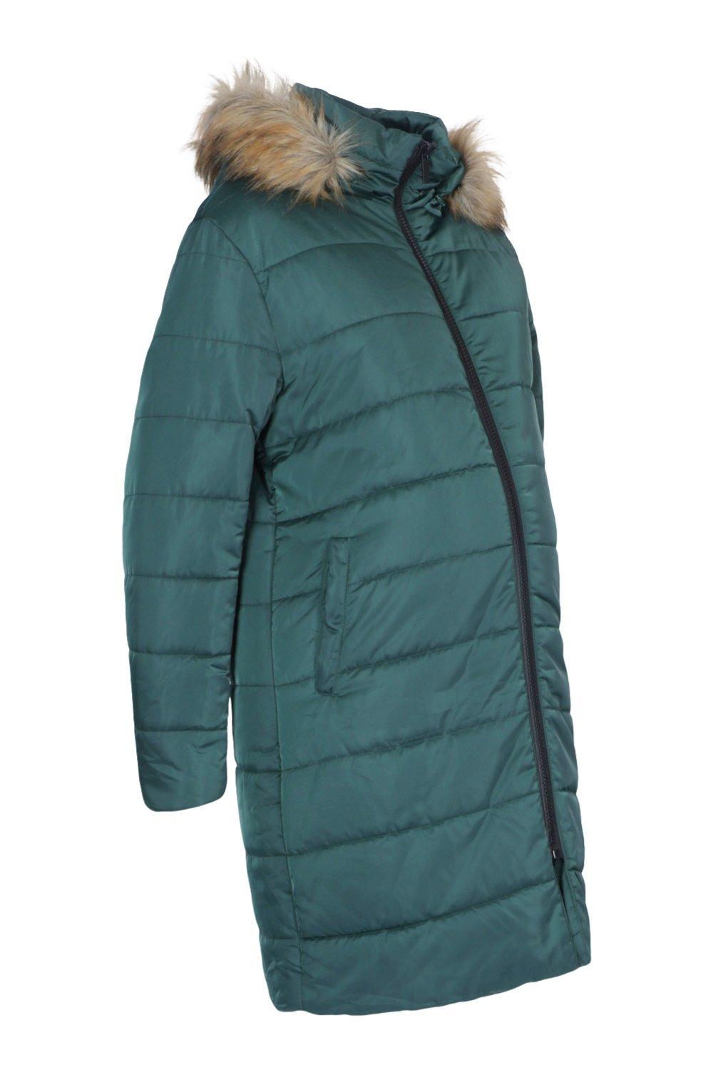 Maternity Padded Faux Fur Trim Coat boohoo USA